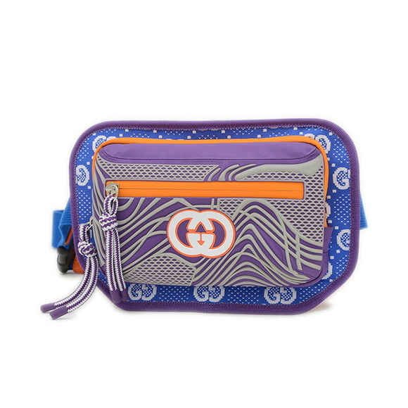 Gucci Bag Purple Blue Waist GG Nylon - Picture 1 of 6